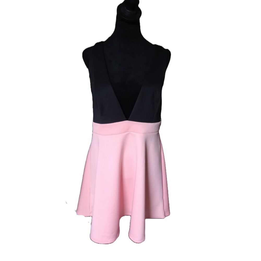 Nasty Gal, Los Angeles Women's XL Pink & Black Plunging V-Neck Mini Dress, NWT